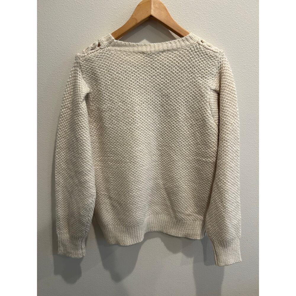 Sezane Cream V neck cardigan lace detail kid mohair / merino wool Sz L - EUC - Picture 10 of 10